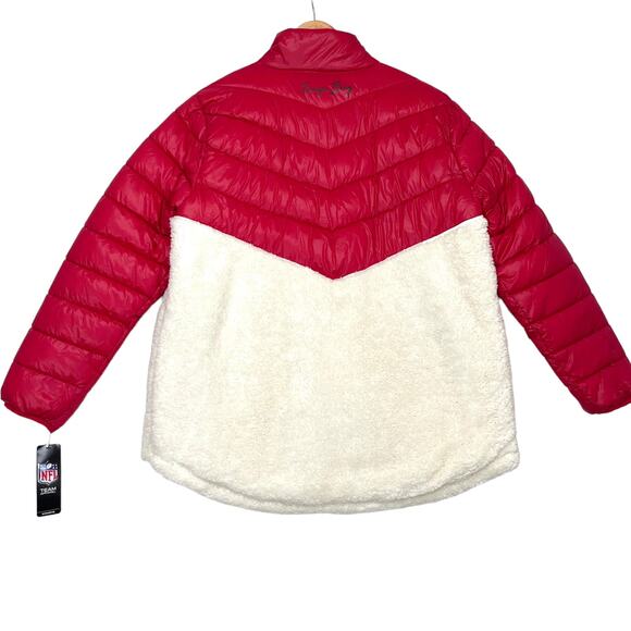NFL Tampa Bay Buccaneers Puffer Jacket Women Sz XXL Red White Quilted Full Zip - Picture 9 of 9